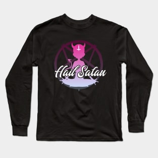Hail Satan | Pink Yogi Print | Satanic Yoga Long Sleeve T-Shirt